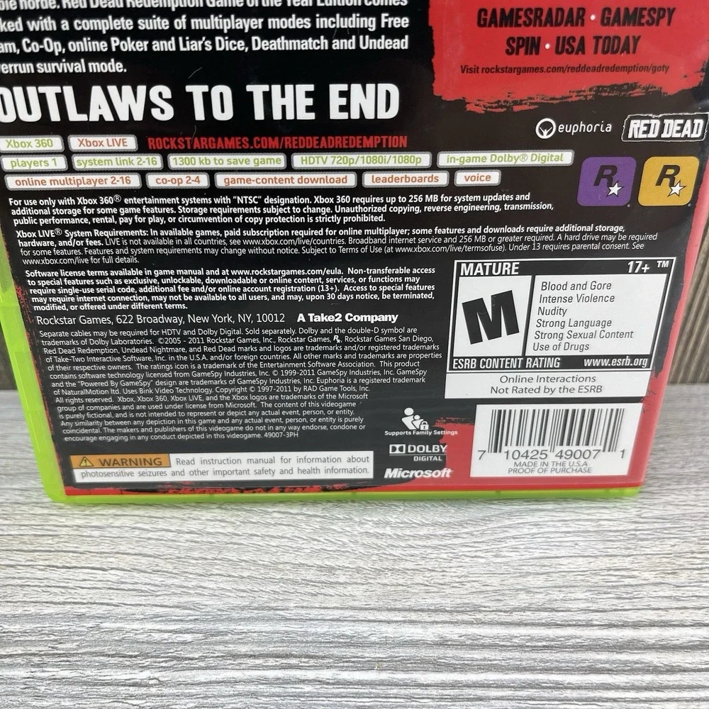 Red Dead Redemption: Game of the Year Edition - Xbox 360 Tested Working